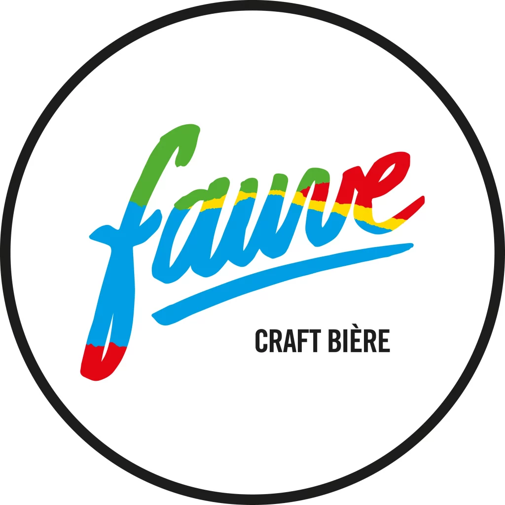 Fauve craft biere pastille logo couleurs bordure noire